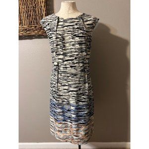 ILE Dress Black Ivory Gray Orange 14 Washable Stretch Sheath